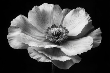 A single flower photographed in black and white