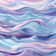 Fototapeta premium A flowing ocean wave illustration with delicate pastel colors blending into one another. Soft, subtle hues of lavender, blue, and pink create a serene and peaceful marine-inspired design.