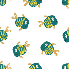 Cute kids design fish seamless pattern vector illustration