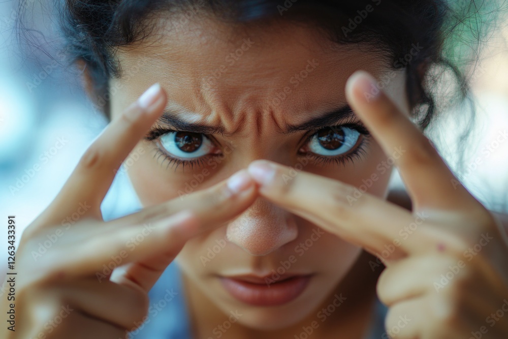 Poster a close-up view of someone's face with an emotional expression