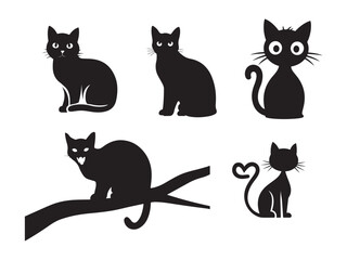 set of cats silhouettes