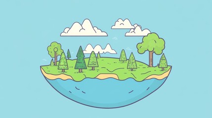 Naklejka premium Environmental Awareness with Floating Green Ecosystem