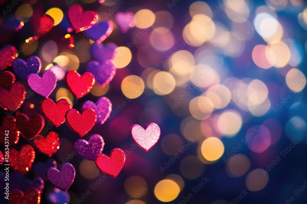 Poster a bunch of hearts connected by a string, a symbol of love and affection