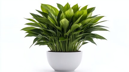 Green houseplant in white ceramic pot