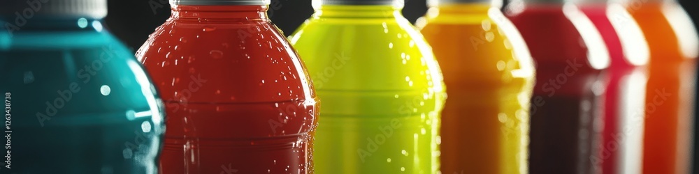 Aufkleber A row of colorful soda bottles lined up on a table or shelf