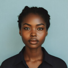 Portrait or passport photo of a young black woman