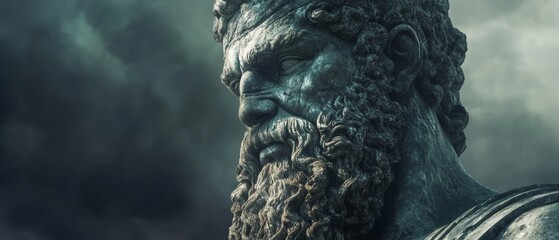 Ancient Greek Titan with Stormy Skies