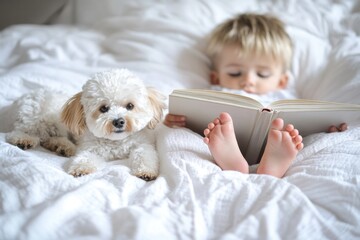 Childhood moment of bonding and learning with a loyal companion