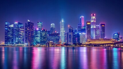 Fototapeta premium Global smart city technology uses network connections to create intelligent cities. This digital transformation uses the Internet of Things (IoT).