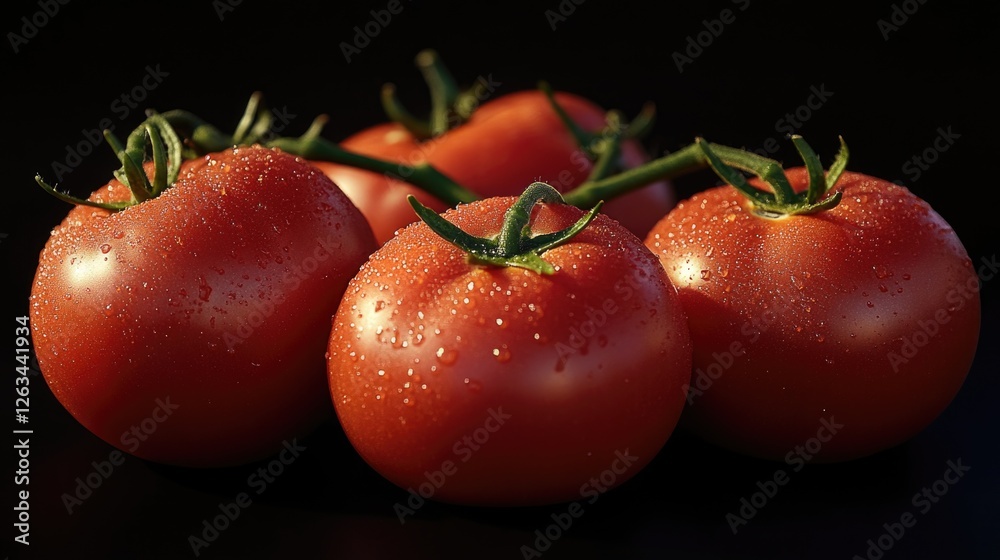 Poster Fresh tomatoes arranged on a table with a simple background