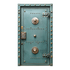 Metallic door secure lock protect vault safe isolated on transparent background
