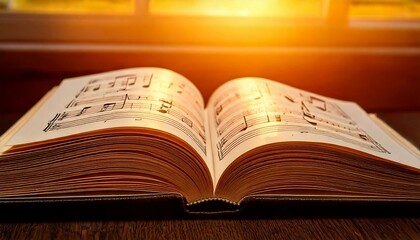 Obraz premium Open book music notes it appears to be Close-up of a prayer.