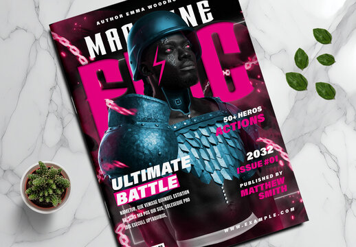 Futuristic Comic Magazine Cover Design Template