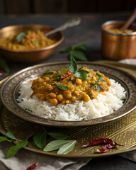 Homemade Yellow Lentil Dal in Copper Bowl 