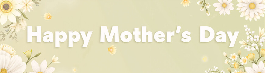 Obraz premium Refined floral illustration with Happy Mother’s Day message in an airy, sophisticated design