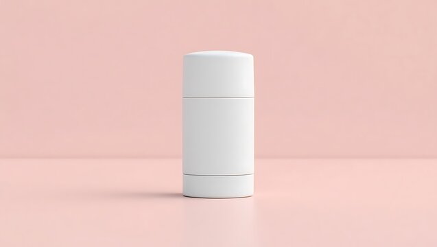 Minimalist White Deodorant Stick on Pink Background