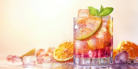 Refreshing cocktail with citrus and mint served over ice during a warm evening gathering