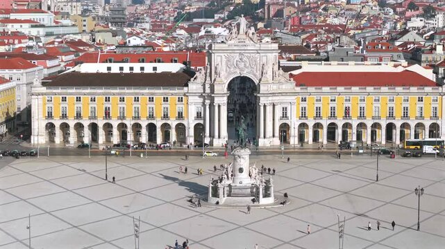 Aerial of Arco da Rua Augusta in Lisbon