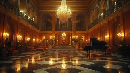 Obraz premium Grand Piano in Opulent Mansion Hall