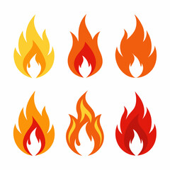 fire color flames  vector set