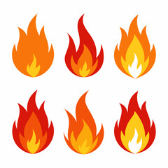 fire color flames  vector set