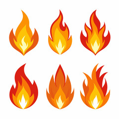 fire color flames  vector set