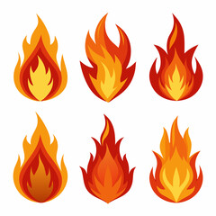 fire color flames  vector set