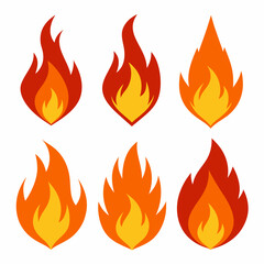 fire color flames  vector set
