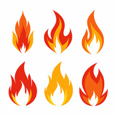 fire color flames  vector set