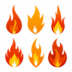 fire color flames  vector set
