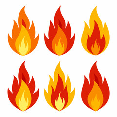 fire color flames  vector set