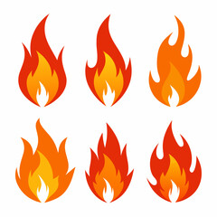 fire color flames  vector set