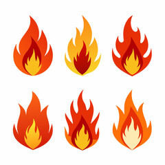 fire color flames  vector set