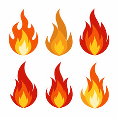 fire color flames  vector set