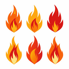 fire color flames  vector set
