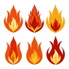 fire color flames  vector set