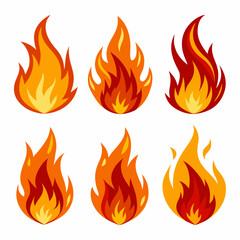 fire color flames  vector set