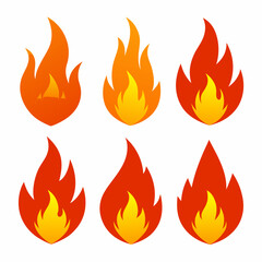 fire color flames  vector set