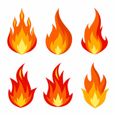 fire color flames  vector set