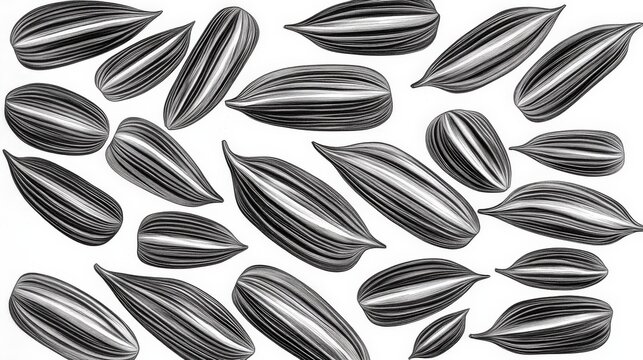 Spiral Arrangement of Sunflower Seeds in Black and White Illustrating Fibonacci Sequence Patterns