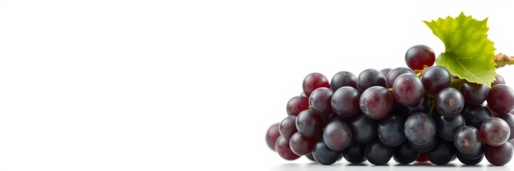 Fresh grapes with a vibrant mood grouped together against a white background with copy space
