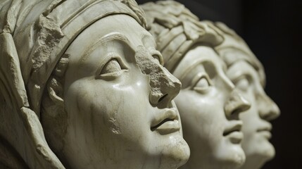 Obraz premium Istanbul Archaeology Museum: Majestic Marble Faces in Exquisite Detail