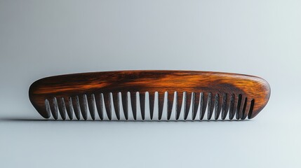 Modern wooden beard comb mockup with smooth finishes and grain texture on white background