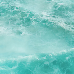 Fototapeta premium A peaceful tropical ocean wave illustration with soft pastel gradients blending into one another. Gentle turquoise waves roll in, creating a serene and calming atmosphere, ideal for beach-inspired
