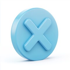 Fototapeta premium 3D blue button with a prominent white 'X' symbol, symbolizing closure or error in digital interfaces.