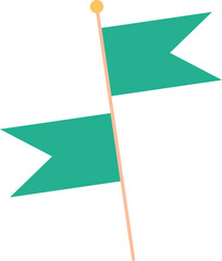 Retro illustration featuring two green flags on a pole, evoking a nostalgic circus and carnival theme. Perfect for festival invitations, event posters, and vintage design projects