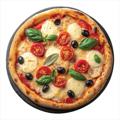 A pizza with a slice of pizza