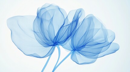 Abstract Blue Flower Botanical Illustration: An intricate, refined design blending delicate blue hues with detailed floral patterns for sophisticated décor.