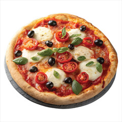 A pizza with a slice of pizza