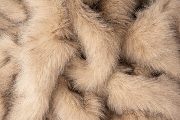 Texture of faux fur as a background, top view.